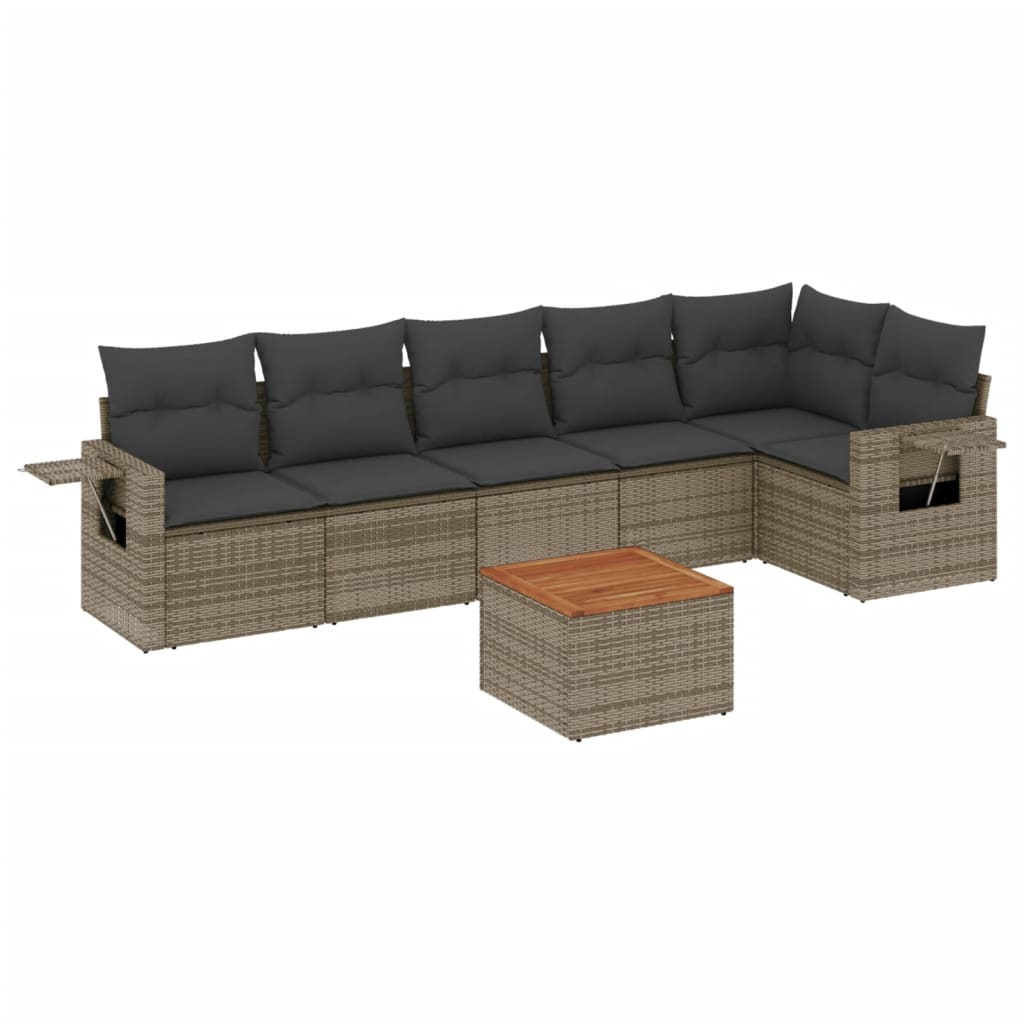 Set Divani da Giardino 7 pz con Cuscini Grigio in Polyrattan - homemem39