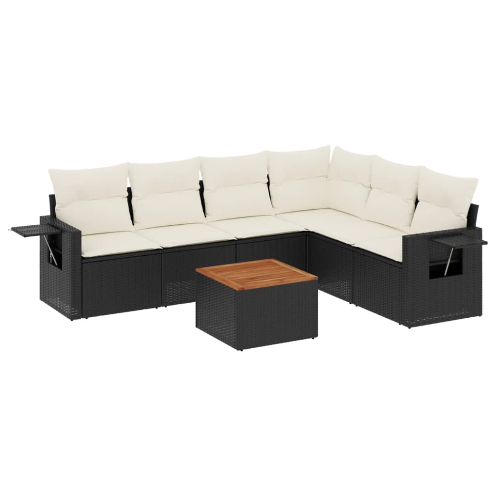 Set Divani da Giardino con Cuscini 7pz Nero Polyrattan - homemem39