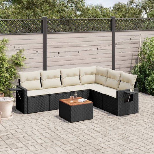 Set Divani da Giardino con Cuscini 7pz Nero Polyrattan - homemem39