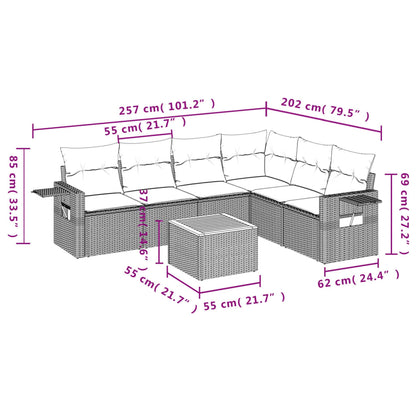 Set Divani da Giardino 7 pz con Cuscini Grigio in Polyrattan - homemem39