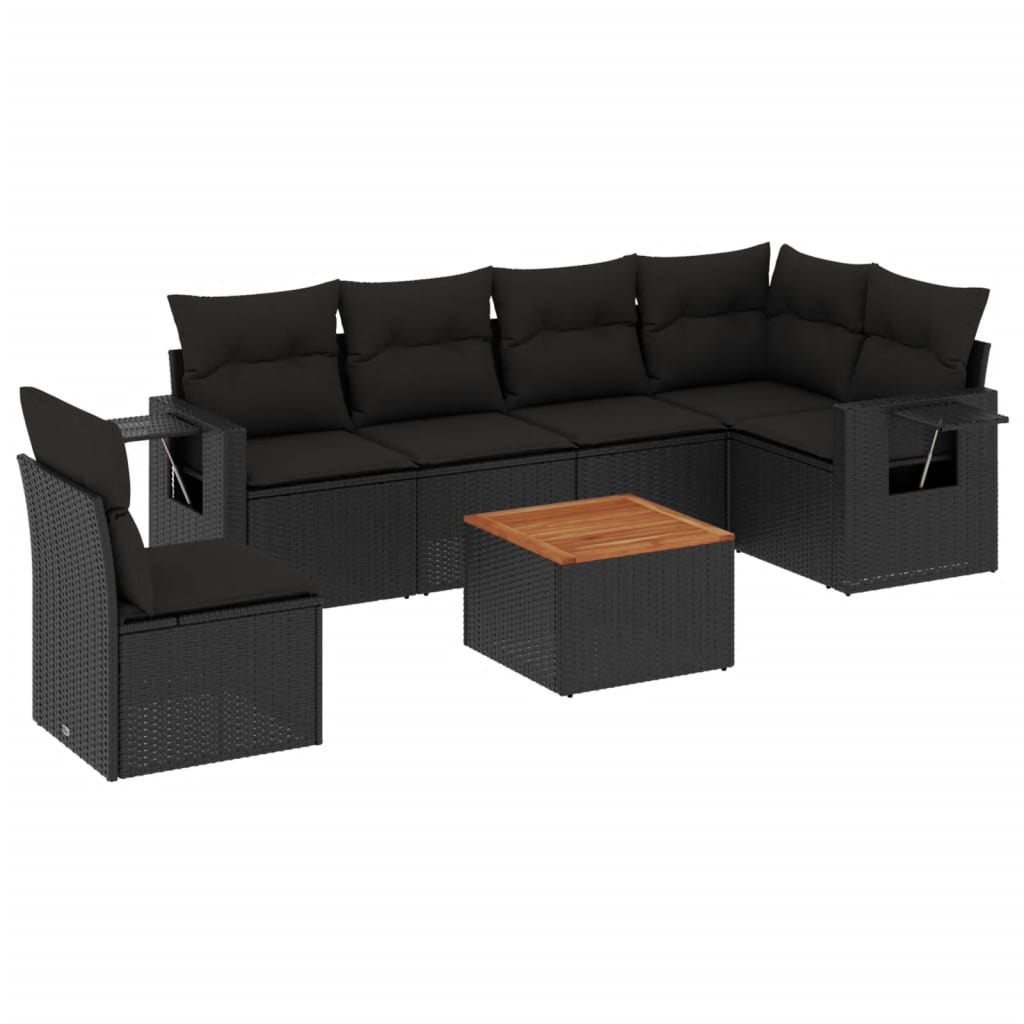 Set Divani da Giardino con Cuscini 7pz Nero Polyrattan - homemem39