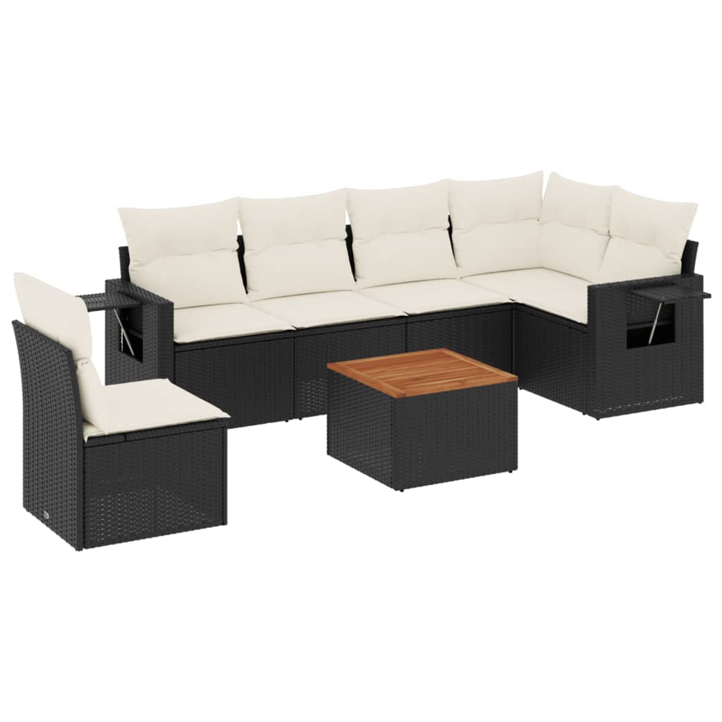 Set Divani da Giardino con Cuscini 7pz Nero Polyrattan - homemem39