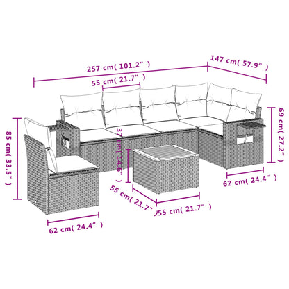 Set Divani da Giardino con Cuscini 7pz Nero Polyrattan - homemem39