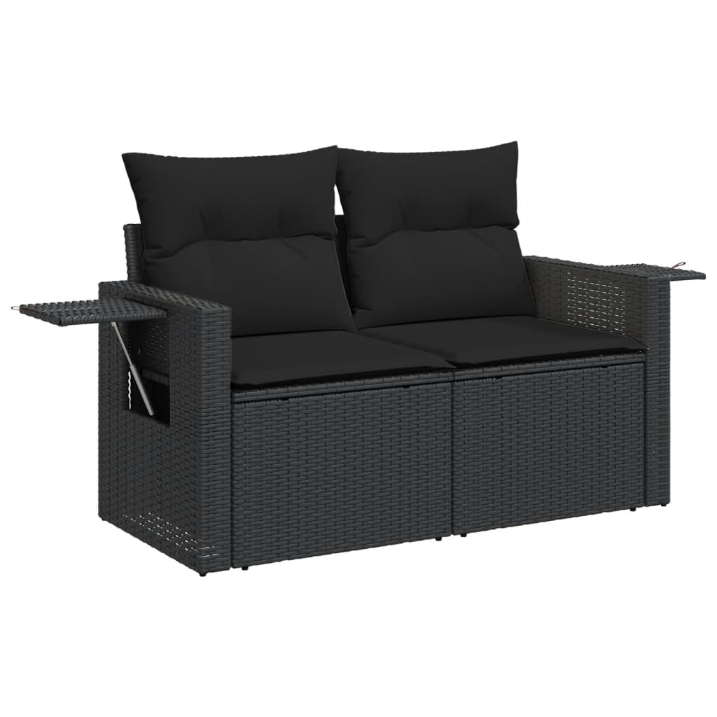 Set Divani da Giardino con Cuscini 8 pz Nero in Polyrattan - homemem39