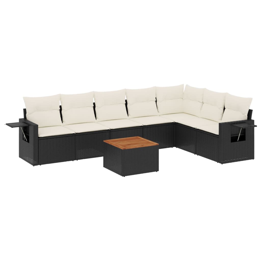 Set Divani da Giardino con Cuscini 8 pz Nero in Polyrattan - homemem39