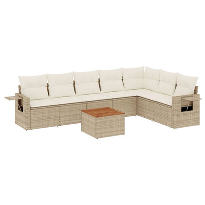 Set Divano da Giardino 8 pz con Cuscini Beige in Polyrattan - homemem39