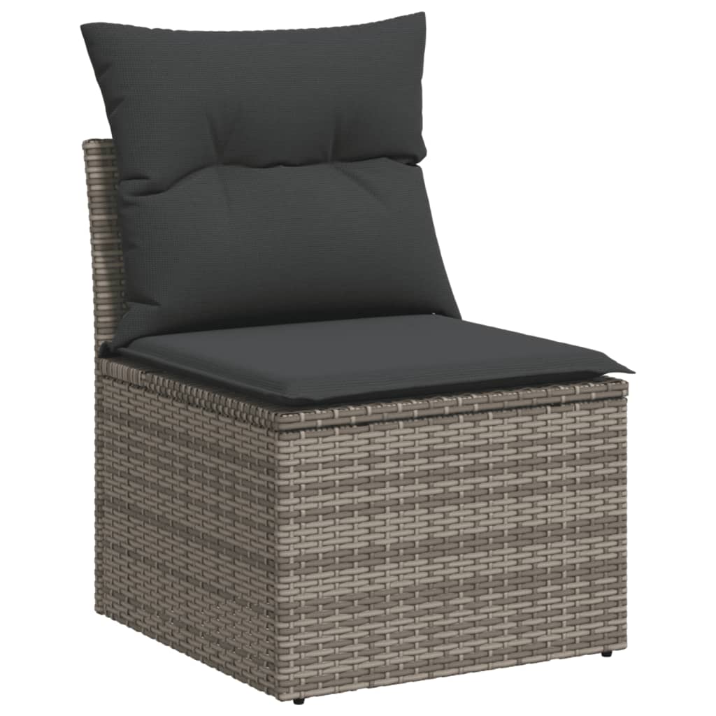 Set Divano da Giardino 10 pz con Cuscini Grigio in Polyrattan - homemem39