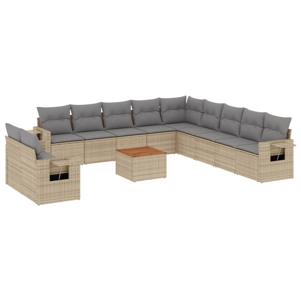 Set Divani da Giardino 12 pz con Cuscini Beige in Polyrattan - homemem39