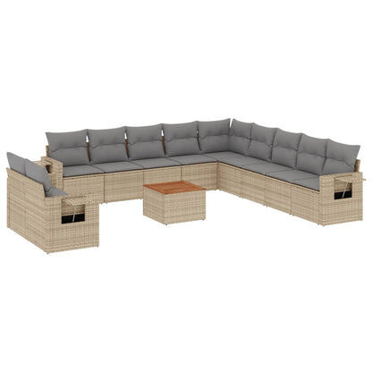 Set Divani da Giardino 12 pz con Cuscini Beige in Polyrattan - homemem39