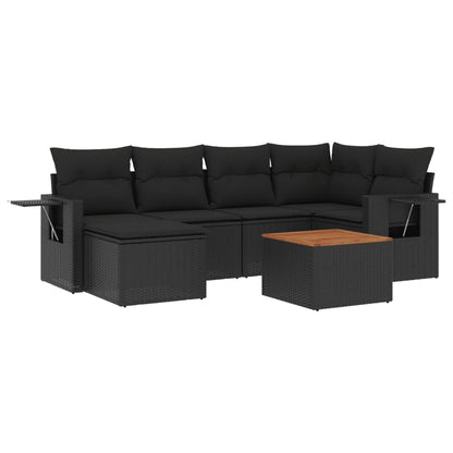 Set Divani da Giardino con Cuscini 7pz Nero Polyrattan - homemem39