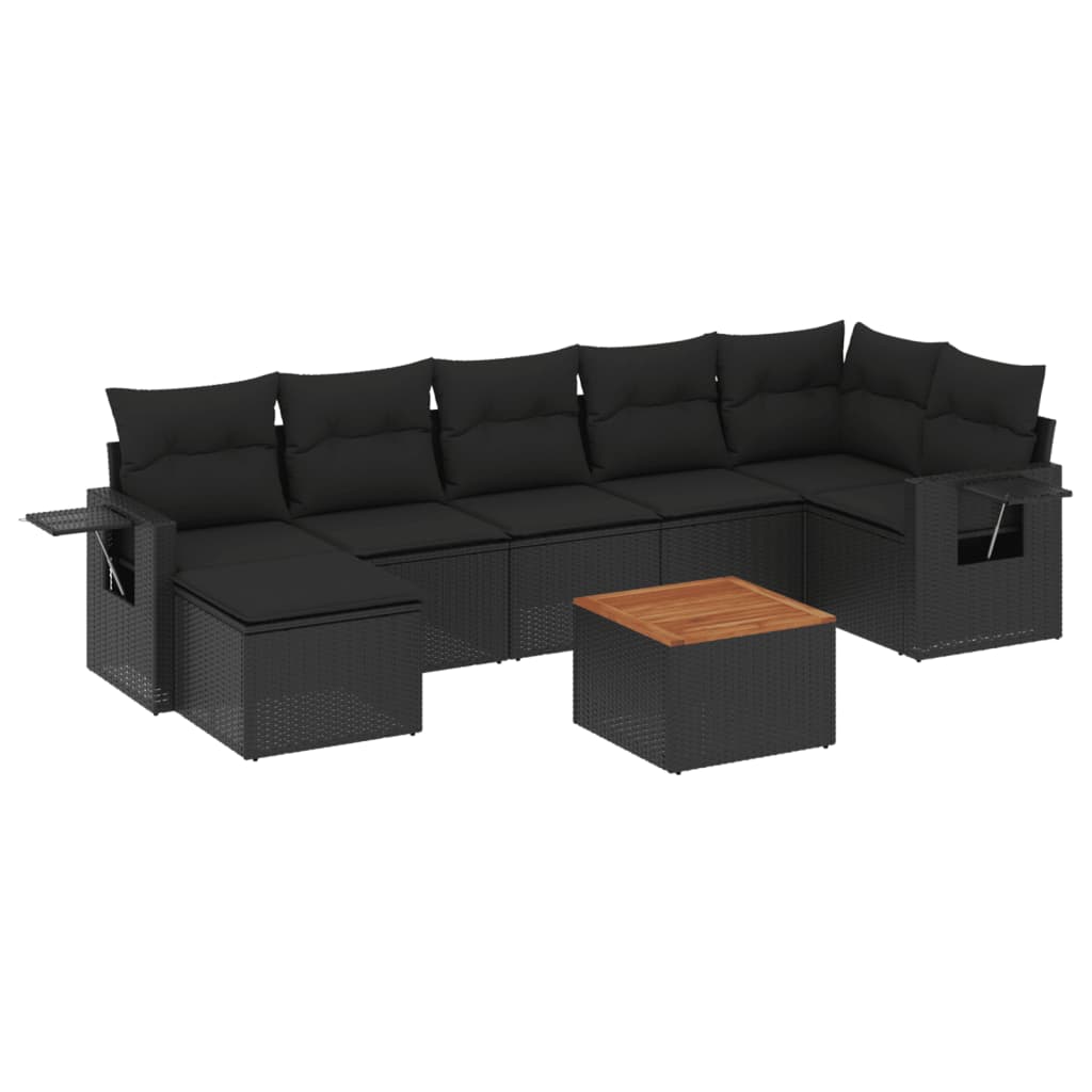 Set Divani da Giardino con Cuscini 8 pz Nero in Polyrattan - homemem39