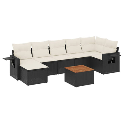 Set Divani da Giardino con Cuscini 8 pz Nero in Polyrattan - homemem39