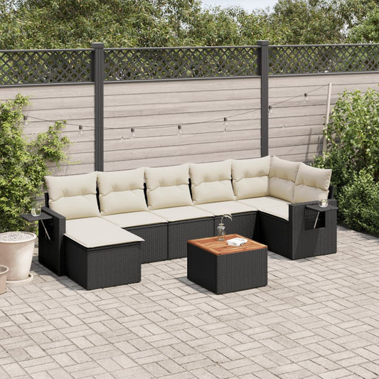 Set Divani da Giardino con Cuscini 8 pz Nero in Polyrattan - homemem39