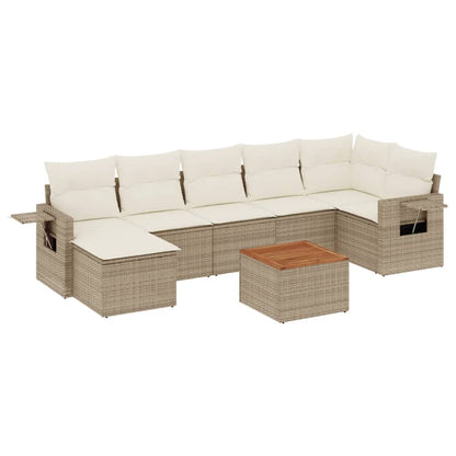 Set Divano da Giardino 8 pz con Cuscini Beige in Polyrattan - homemem39