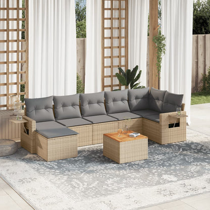 Set Divano da Giardino 8 pz con Cuscini Beige in Polyrattan - homemem39