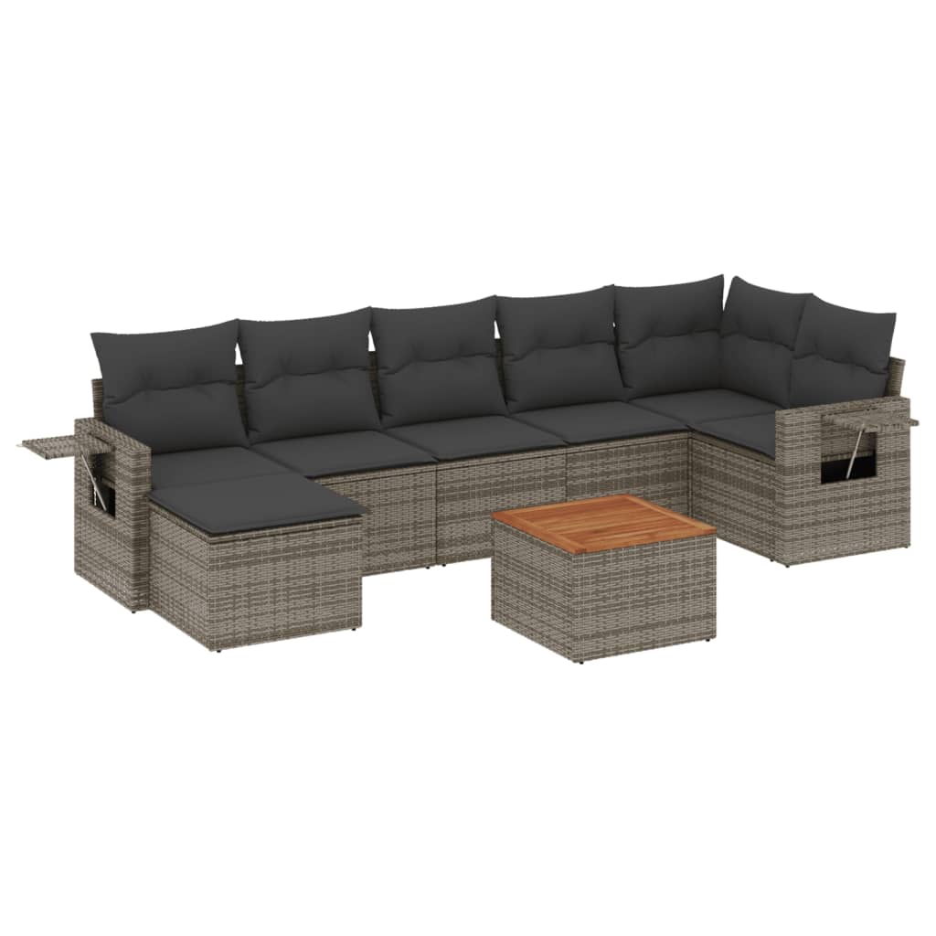 Set Divano da Giardino 8 pz con Cuscini Grigio in Polyrattan - homemem39