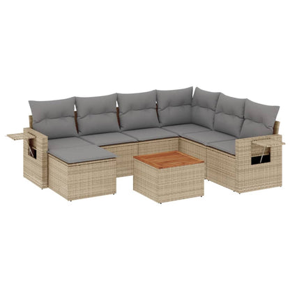 Set Divano da Giardino 8 pz con Cuscini Beige in Polyrattan - homemem39