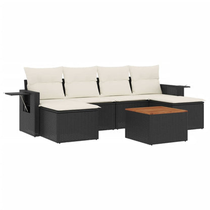 Set Divani da Giardino con Cuscini 7pz Nero Polyrattan - homemem39