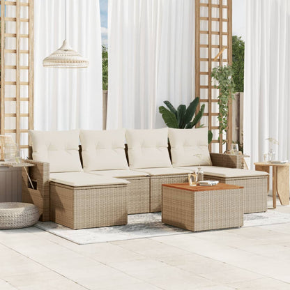 Set Divani da Giardino 7 pz con Cuscini Beige in Polyrattan - homemem39