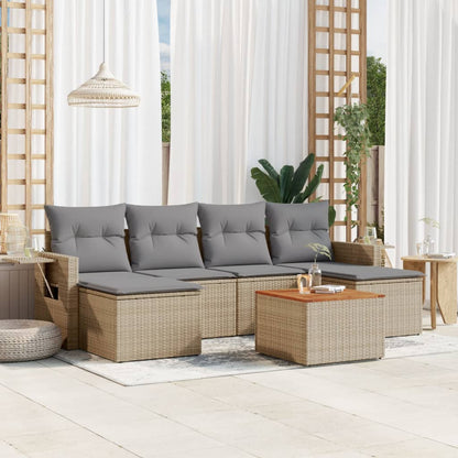 Set Divani da Giardino 7 pz con Cuscini Beige in Polyrattan - homemem39