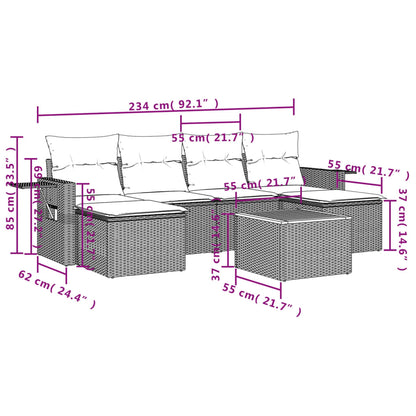 Set Divani da Giardino 7 pz con Cuscini Grigio in Polyrattan - homemem39