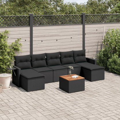 Set Divani da Giardino con Cuscini 8 pz Nero in Polyrattan - homemem39