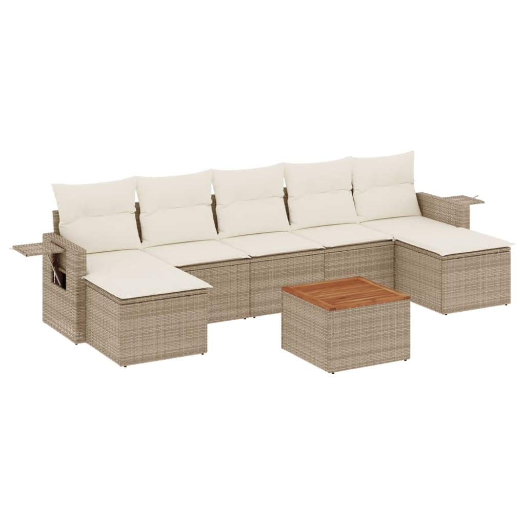 Set Divano da Giardino 8 pz con Cuscini Beige in Polyrattan - homemem39