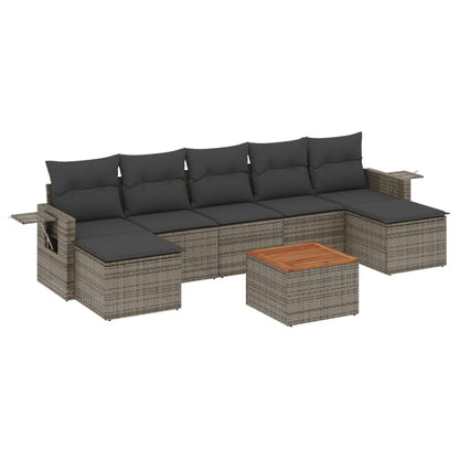 Set Divano da Giardino 8 pz con Cuscini Grigio in Polyrattan - homemem39