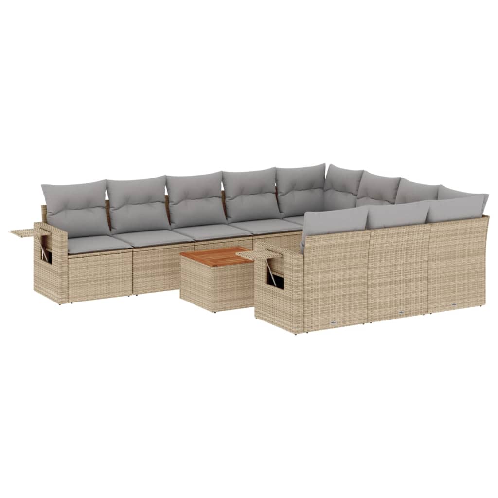 Set Divani da Giardino 11 pz con Cuscini Beige in Polyrattan - homemem39