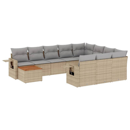 Set Divani da Giardino 11 pz con Cuscini Beige in Polyrattan - homemem39