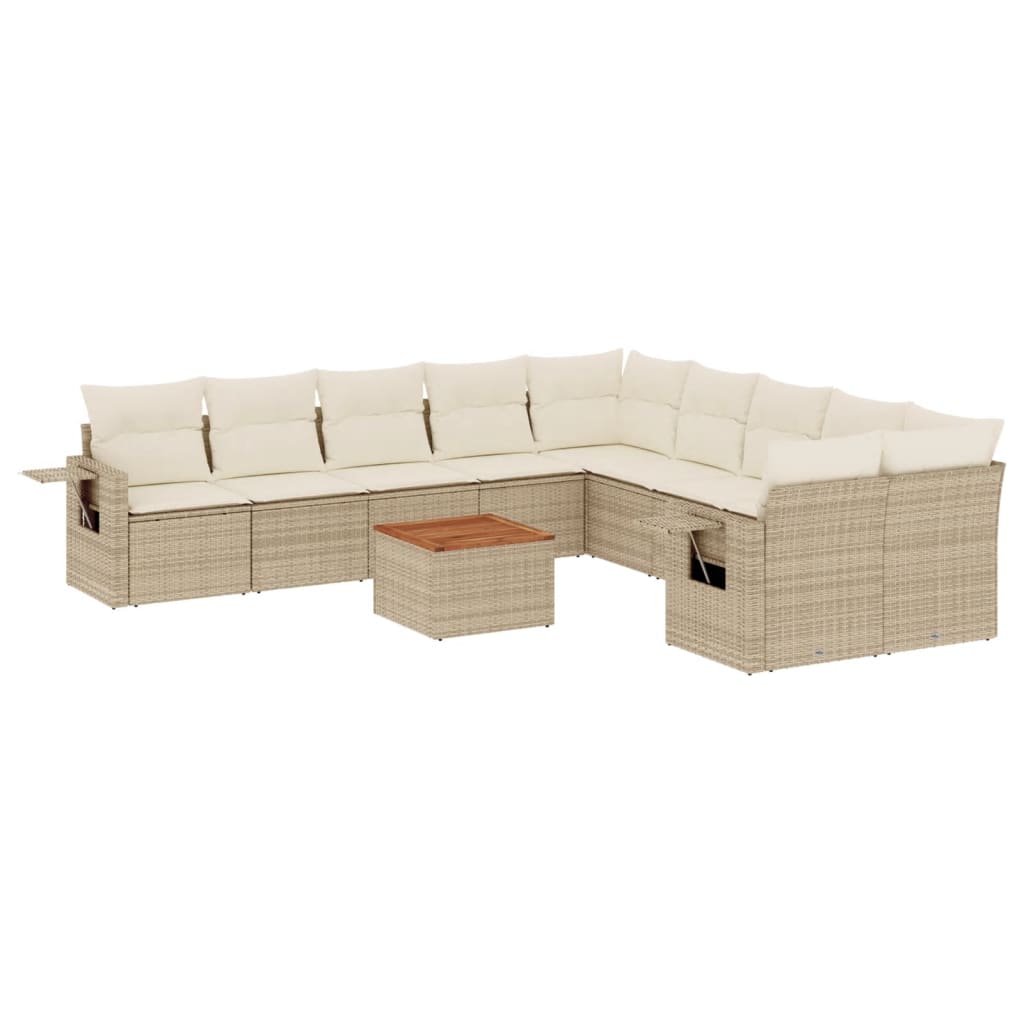 Set Divani da Giardino 11 pz con Cuscini Beige in Polyrattan - homemem39