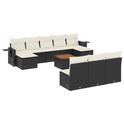 Set Divani da Giardino 11 pz con Cuscini in Polyrattan Nero - homemem39