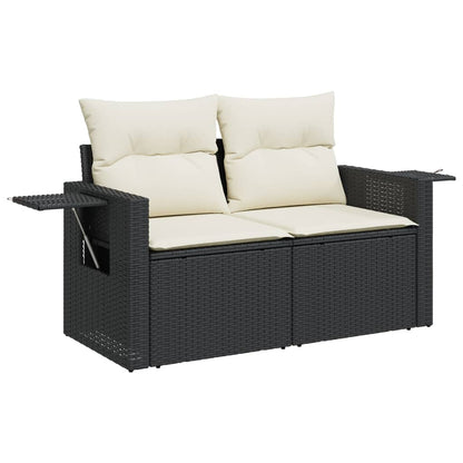 Set Divani da Giardino 11 pz con Cuscini in Polyrattan Nero