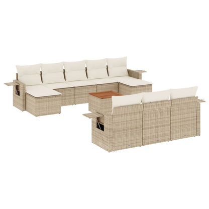 Set Divani da Giardino 11 pz con Cuscini Beige in Polyrattan - homemem39