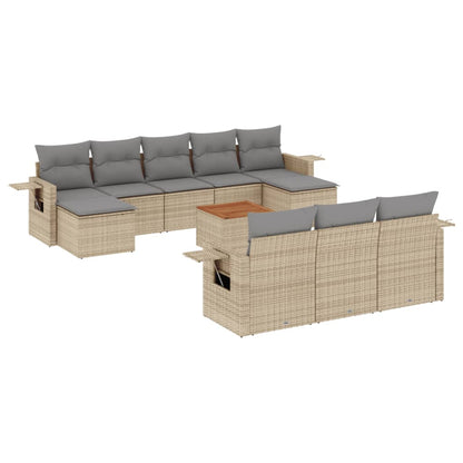 Set Divani da Giardino 11 pz con Cuscini Beige in Polyrattan - homemem39