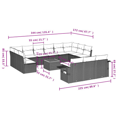 Set Divani da Giardino 14pz con Cuscini in Polyrattan Nero - homemem39