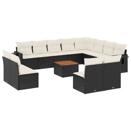 Set Divani da Giardino 13pz con Cuscini Nero in Polyrattan - homemem39