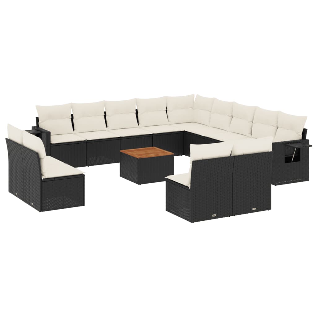 Set Divani da Giardino 14pz con Cuscini in Polyrattan Nero - homemem39