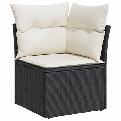 12-teiliges Gartensofa-Set mit schwarzen Polyrattan-Kissen