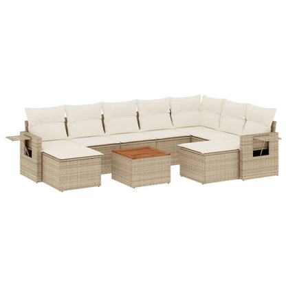 Set Divano da Giardino 10 pz con Cuscini Beige in Polyrattan - homemem39