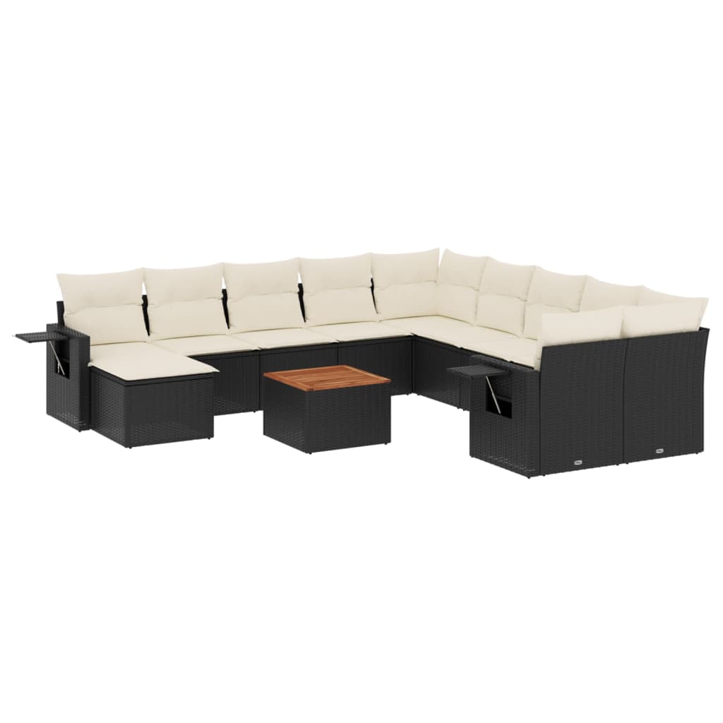 Set Divani da Giardino 12 pz con Cuscini Nero in Polyrattan - homemem39