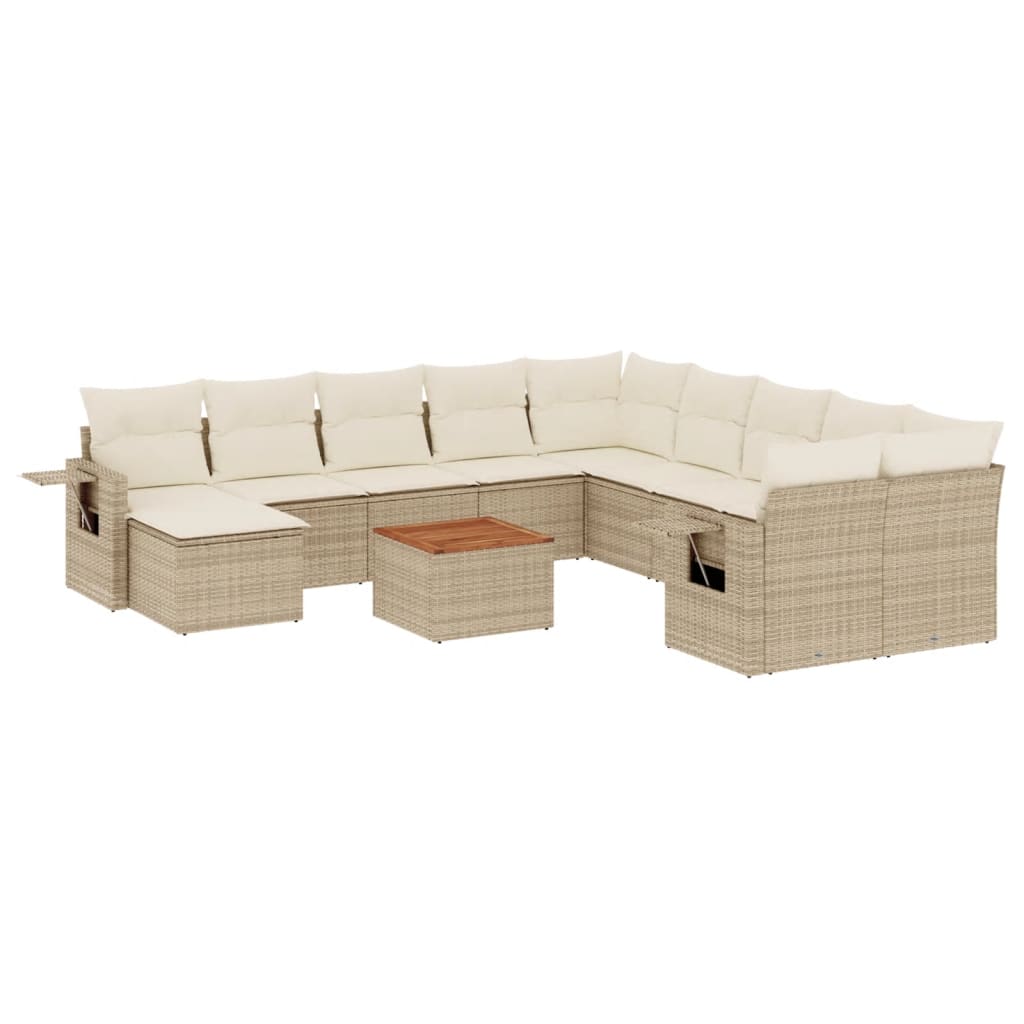 Set Divani da Giardino 12 pz con Cuscini Beige in Polyrattan - homemem39