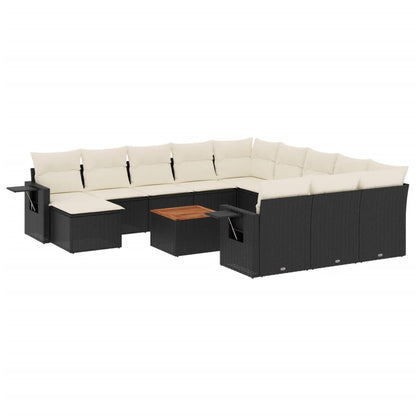 Set Divani da Giardino 13pz con Cuscini Nero in Polyrattan - homemem39