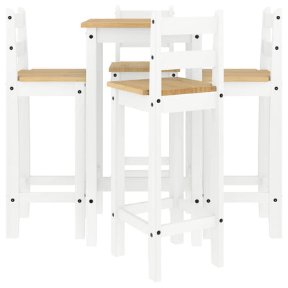 Set da Bar 5 pz Bianco in Legno Massello di Pino - homemem39