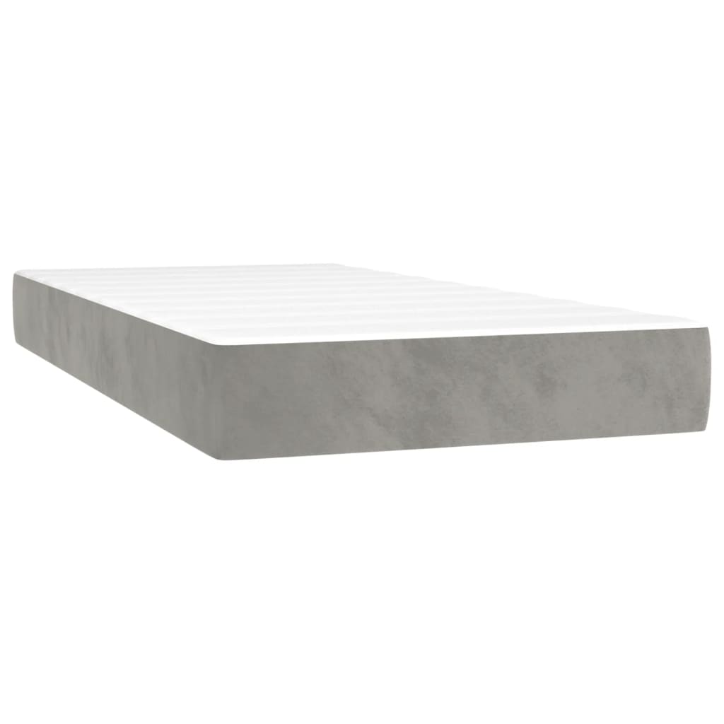 Materasso a Molle Grigio Chiaro 120x190x20 cm in Velluto - homemem39