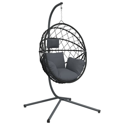 Sedia a Uovo Sospesa con Supporto Antracite Polyrattan/Acciaio - homemem39