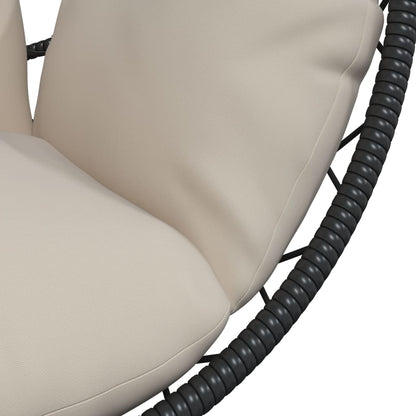 Sedia a Uovo Sospesa con Supporto Beige in Polyrattan e Acciaio - homemem39