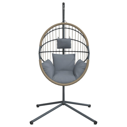 Sedia Uovo Sospesa e Supporto Grigio Chiaro Polyrattan/Acciaio - homemem39