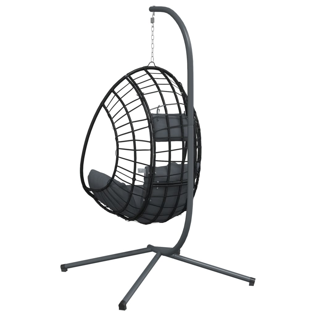 Sedia a Uovo Sospesa con Supporto Antracite Polyrattan/Acciaio - homemem39