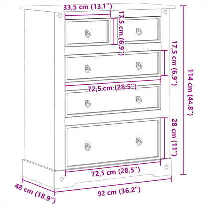 Cassettiera Corona 92x48x114 cm in Legno Massello di Pino - homemem39